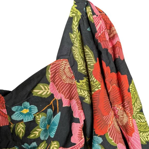 FARM RIO Colorful Floral One Piece Jumpsuit Women's Size Small Linen Blend FLAW - Picture 12 of 14